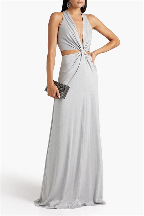 Halston Rose Twisted Cutout Metallic Jersey Gown The Outnet