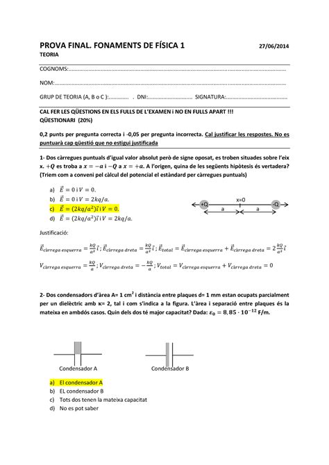 Ex FF2 teoria resolt PROVA FINAL FONAMENTS DE FÍSICA 1 27 06