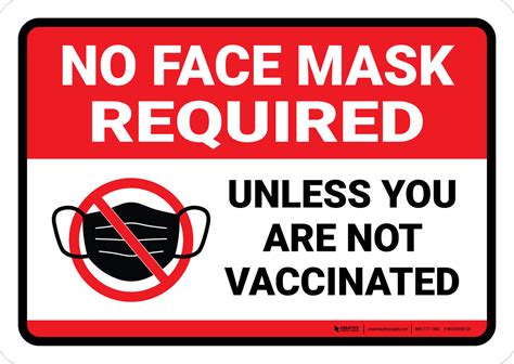 No Face Mask Required Unless You Are Fully Vaccinated Landscape Wall Sign