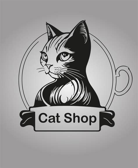 Catshopoutlinelogodesign Vector Premium