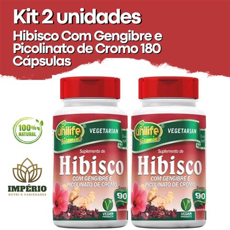 Kit 2 Unidades Hibisco Gengibre E Picolinato De Cromo Controla