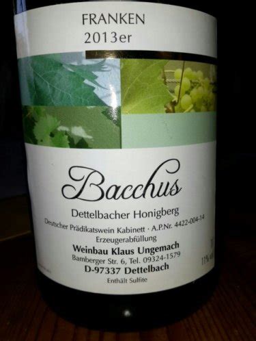 Weinbau Klaus Ungemach Dettelbacher Honigberg Bacchus Vivino Us