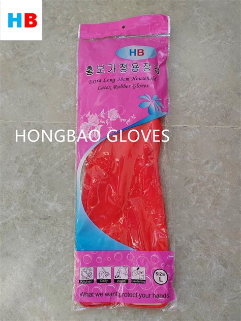 100g Pink Red Long Sleeve Household Kitchen Top Glove 38cm Korea Cleaning Washing Dishes