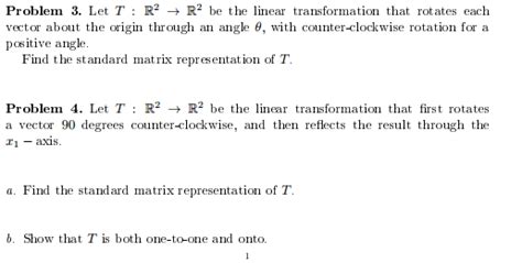 Solved Let T R Right Arrow R Be The Linear Chegg