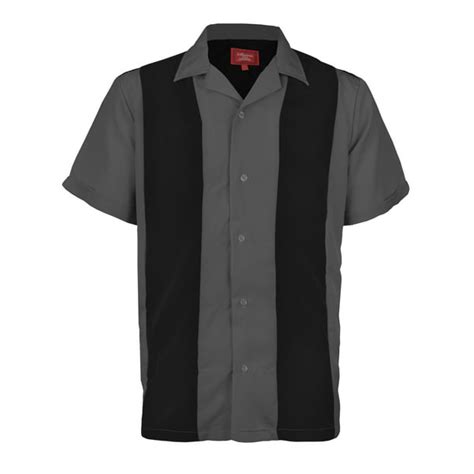 Mens Retro Charlie Sheen Two Tone Guayabera Bowling Shirt