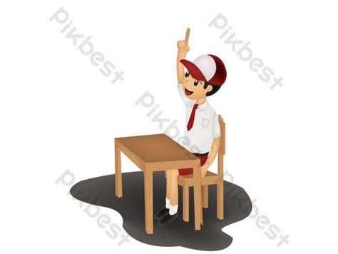 Back To School Boy Student Raising Hand Vector Graphic Element PNG ...