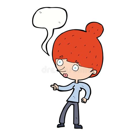 Cartoon Woman Pointing With Speech Bubble Stock Illustration