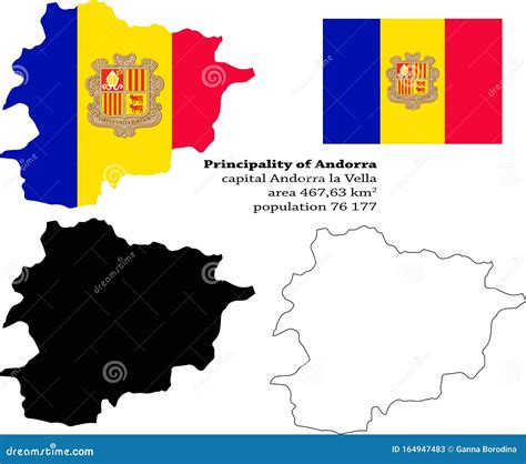 Andorra Vector Map Flag Borders Mask Capital Area And Population