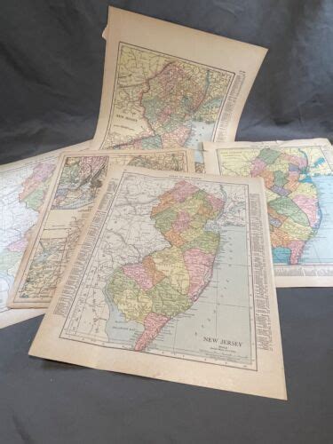 Antique All Original Lot Of New Jersey State Maps S