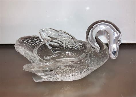 Fenton Clear Glass Swan Art Glass Swan Swan Nut Dish Swan Etsy