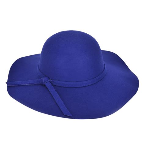 Dyfzdhu Fashion Women Floppy Wide Brim Wool Felt Bowler Beach Hat Sun