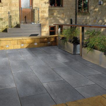 Bourton Anthracite Dark Grey Patio Porcelain Paving Slabs 1200 X