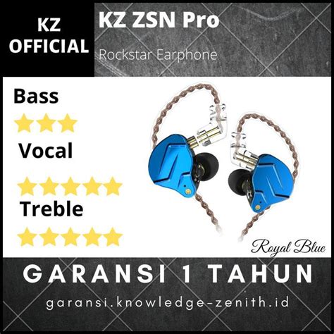 Jual Knowledge Zenith Kz Zsn Pro Hybrid Earphone Dual Driver Biru