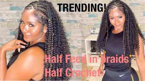 NEW HAIRSTYLE Half Feed In Braids Half Curly Crochet Braids TRENDING