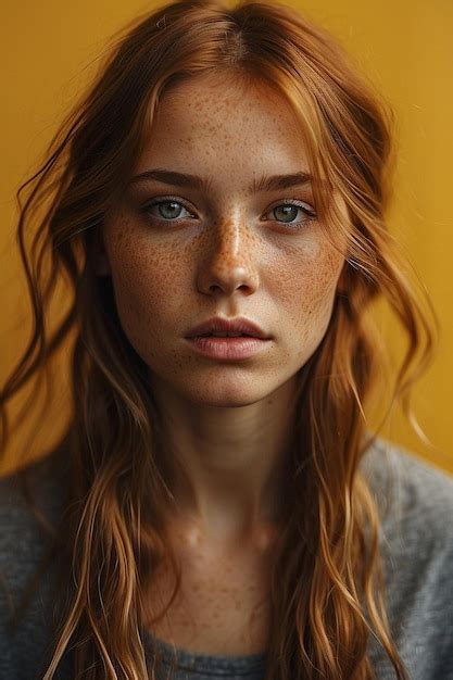 Portrait Of Beautiful Freckled Woman Premium Ai Generated Image