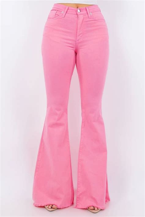 Bell Bottom Jean In Neon Pink Gjg Denim