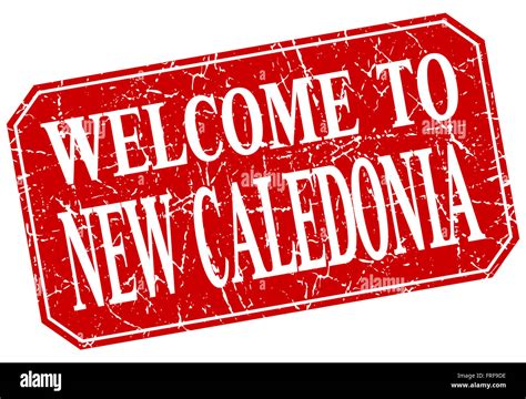 Welcome To New Caledonia Red Square Grunge Stamp Stock Photo Alamy