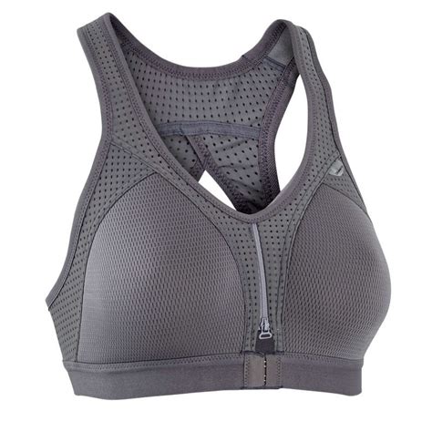 Kalenji Zip Running Sports Bra Grey Purple Decathlon