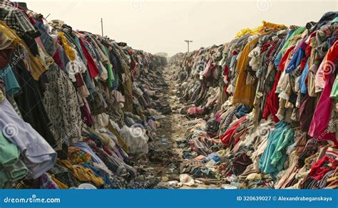 Large Pile of Discarded Clothes at a Landfill with Urban Background Stock Illustration ...