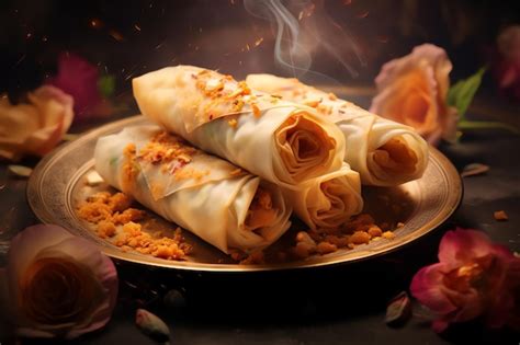 Premium AI Image | Spring Rolls Chinese new year background