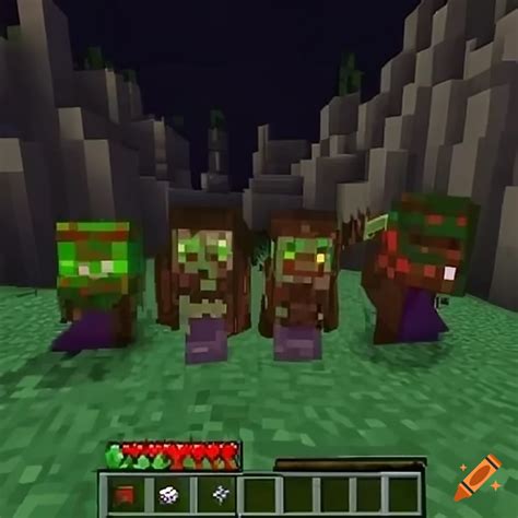 Screenshot Of A Zombie Army In Minecraft Survival Gameplay