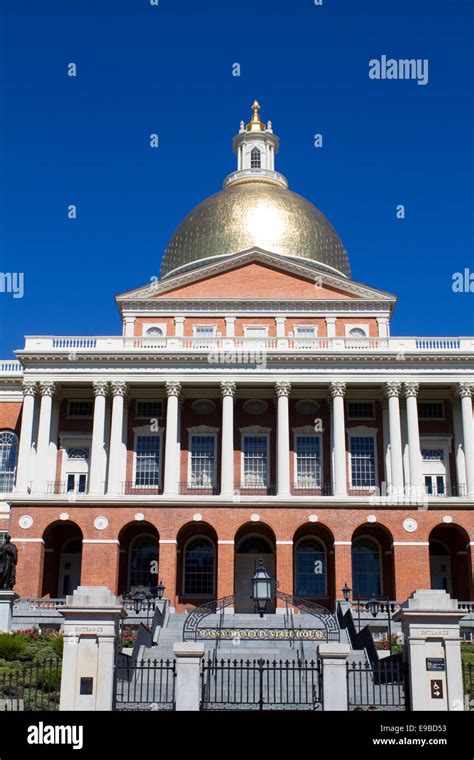 Massachusetts State House capital building located in downtown Boston ...