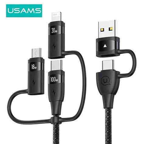 Usams 100W Cáp Sạc Nhanh 100W Usams 3 in 2 USB A USB C Sang Type