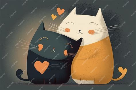 Amor De Gato Casal De Gatos Se Abraçando Abraçando E Se Beijando Dois Gatinhos Fofos Apaixonados