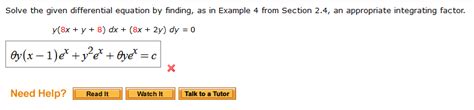 Solved Solve The Given Differential Equation By Finding As Chegg