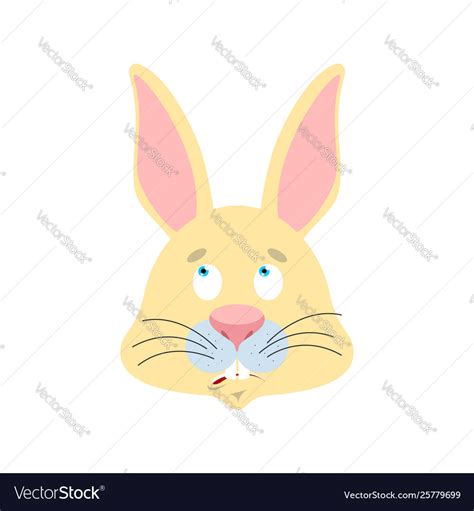 Rabbit Confused Emoji Oops Face Avatar Hare Vector Image