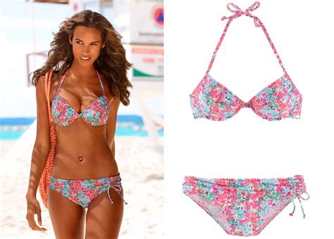 s Oliver BIKINI STRÓJ KĄPIELOWY W KWIATY GÓRA 38A 7117307190