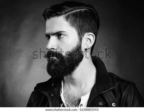 Portrait Handsome Man Beard Mustache Closeup Stock Photo 1638883543