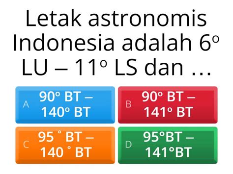 Mengenal Letak Geografis Indonesia Quiz