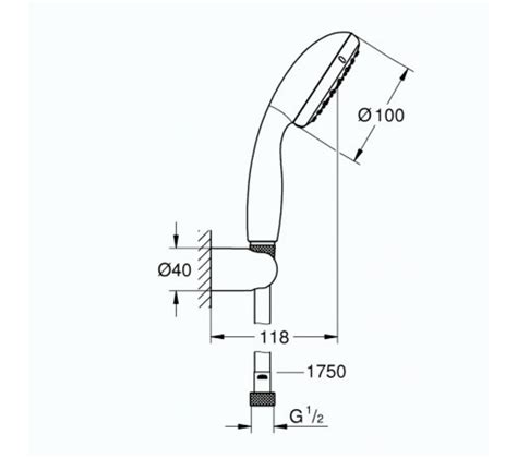 Ensemble De Douche 1 Jet Avec Support Mural Vitalio Go 100 Chromé