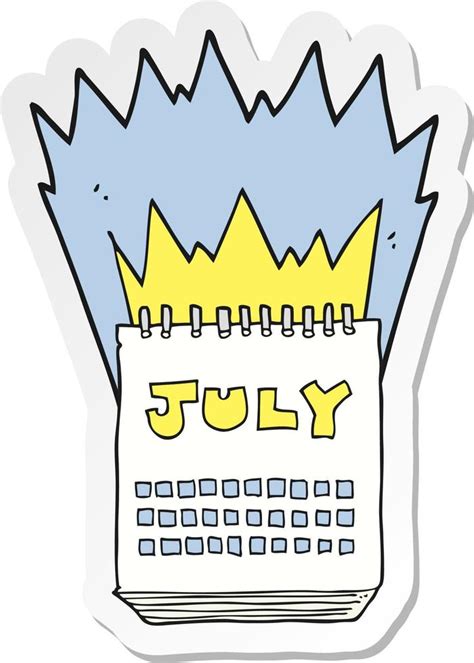 Sticker Of A Cartoon Calendar Showing Month Of July 12361386 Vector Art