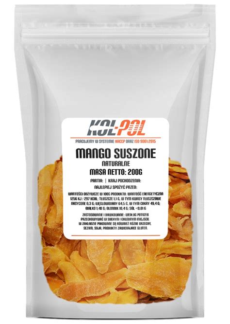 Mango suszone 200g Naturalne plastry bez cukru Kol pol 200 g porównaj