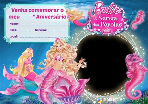 Convite De Aniversário Barbie Sereia Imagem Legal