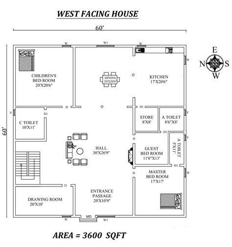 South Facing House Vastu Plan 20 X 60 - massembo