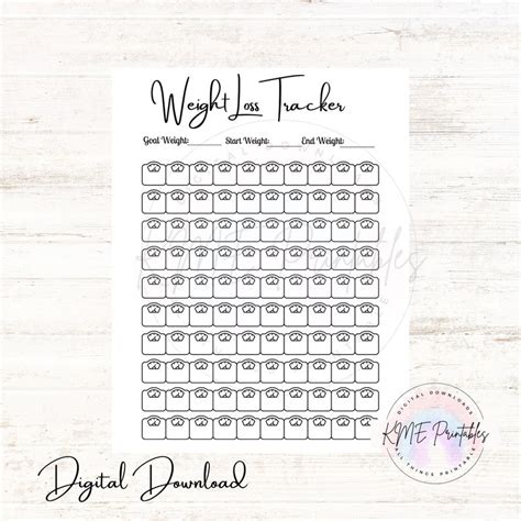 Weight Loss Tracker Weight Loss Goal Tracker Printable Weight Loss