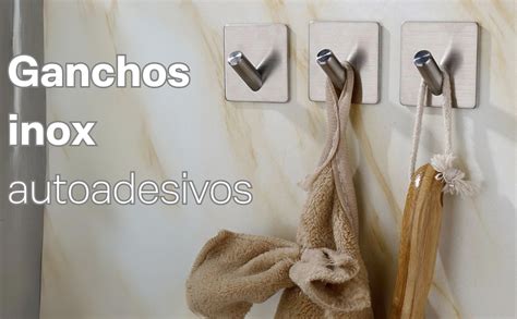 Kit 6 Ganchos Inox Adesivo Para Cozinha Banheiro E Lavanderia Suporte