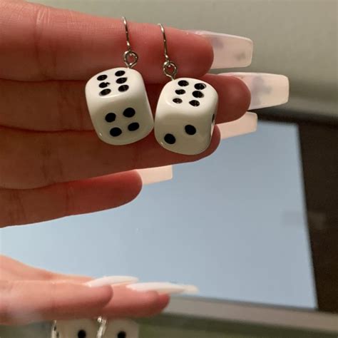 White Dice Earrings Hypoallergenic Earring Depop