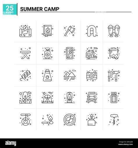 25 Summer Camp Icon Set Vector Background Stock Vector Image And Art Alamy