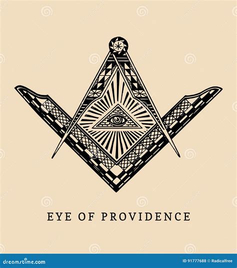 Todo Ver El Ojo De La Providencia Símbolos Masónicos Del Cuadrado Y Del Compás Logotipo Del