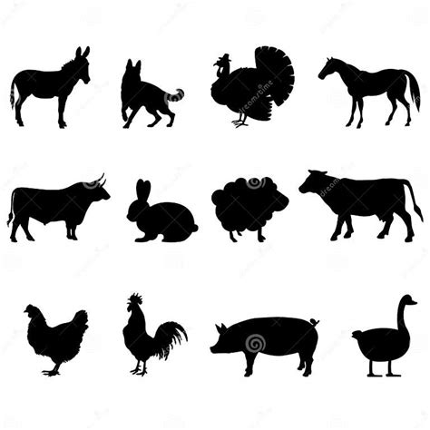 Farm Animals Silhouette stock vector. Illustration of farmer - 302726223