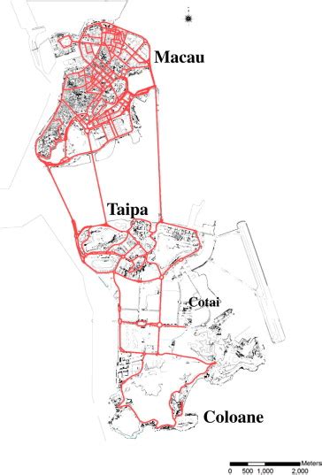 The map of Macau, showing the Macau peninsula, Taipa island and Coloane... | Download Scientific ...