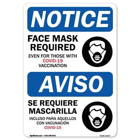 Signmission X In Covid Notice Sign Face Mask Required Even