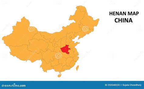 henan province map highlighted  china map  detailed state