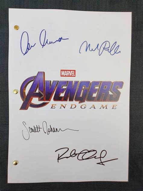 the avengers endgame signed autographed poster is displayed on a piece ...