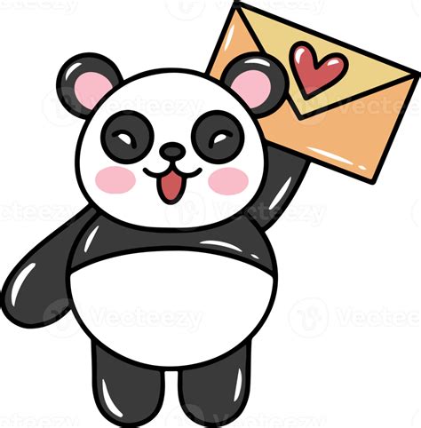 Free Valentine Day Panda With A Letter Png With Transparent