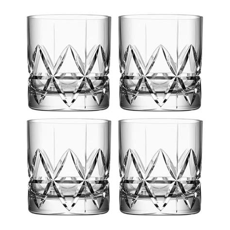 Orrefors Peak Double Old Fashioned Glasses Set Of 4 Women Clear Flannels